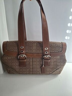 Coach Soho Signature Jaquard Flap Satchel Shoulder Bag EUC